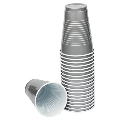 JAM Paper Plastic Party Cups, 12 oz, Silver, 20/Pack (255525373)