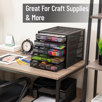 Mind Reader 5-Compartment Metal Mesh File Storage Drawers, Black (5CABMESH-BLK)