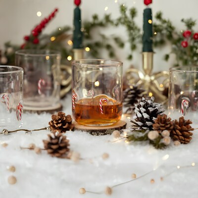 Candy Cane Icon Drinking Glasses, Set of 4