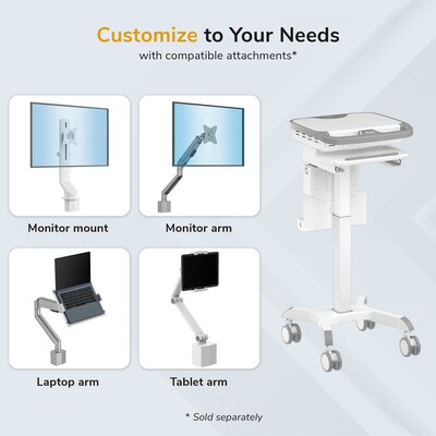 Mount-It! MedHub Powered Mobile Medical Cart Workstation with Motorized Height Adjustment & Elora Power Kit (MI-16058)