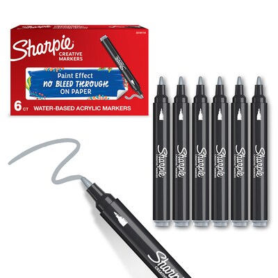 Sharpie Creative Wet Erase Markers, Bullet Tip, Gray/Silver, 6/Pack (2218118)