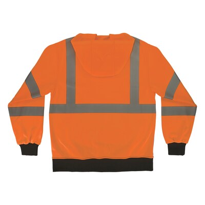 Ergodyne GloWear 8312BK High Visibility Long Sleeve Black Bottom Hooded Zip-Up Sweatshirt, ANSI Type R Class 3, Orange, 2XL