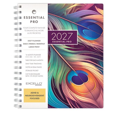 2027 Excello Brands Essential Pro 7 x 9 Weekly & Monthly Planner, Pastel Peacock (ESPRO-CY27-79-61)