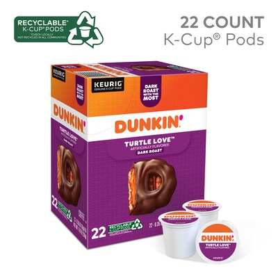 Dunkin' Turtle Love Coffee Keurig® K-Cup® Pods, Dark Roast, 22/Box (5000367615)