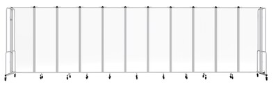 National Public Seating Robo Series 11-Panel Folding Mobile Room Divider, 72"H x 256"W, Clear Acrylic (RDG6-11CA)