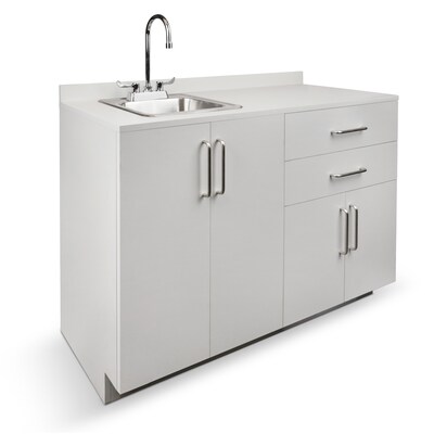 Viva Comfort 36.32'' Exam Room Storage Cabinet With Left Sink, 2-Shelves, 2-Drawers, Gray (ADI902-B-48-L-GRY)