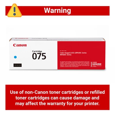Canon 075 Cyan Standard Yield Toner Cartridge, Prints Up to 1,300 Pages (6364C001)