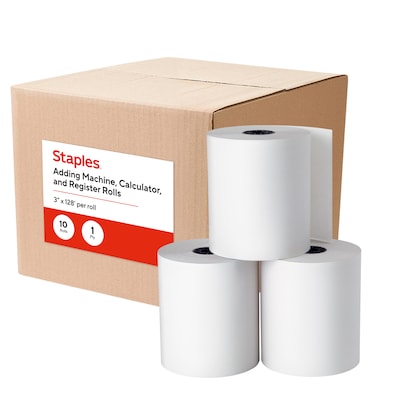 Staples Bond Paper Rolls, 1-Ply, 3 x 128, 10/Pack (18211-CC)