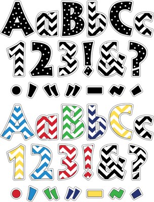 Barker Creek Chevron & Dots  4" Letters and Numbers, Multicolored, 765/Pack (4303)