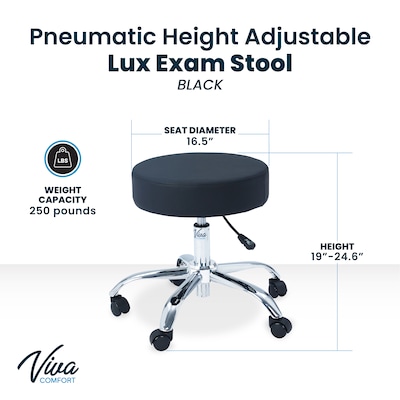 Viva Comfort Armless Vinyl Medical and Lab Stool, Black (ADI910-01-BLK-MK)