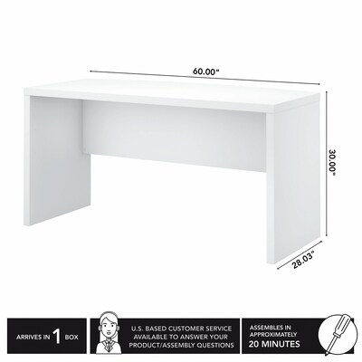 Bush Business Furniture Echo 60"W Bow Front Desk, Pure White (KI60105-03)