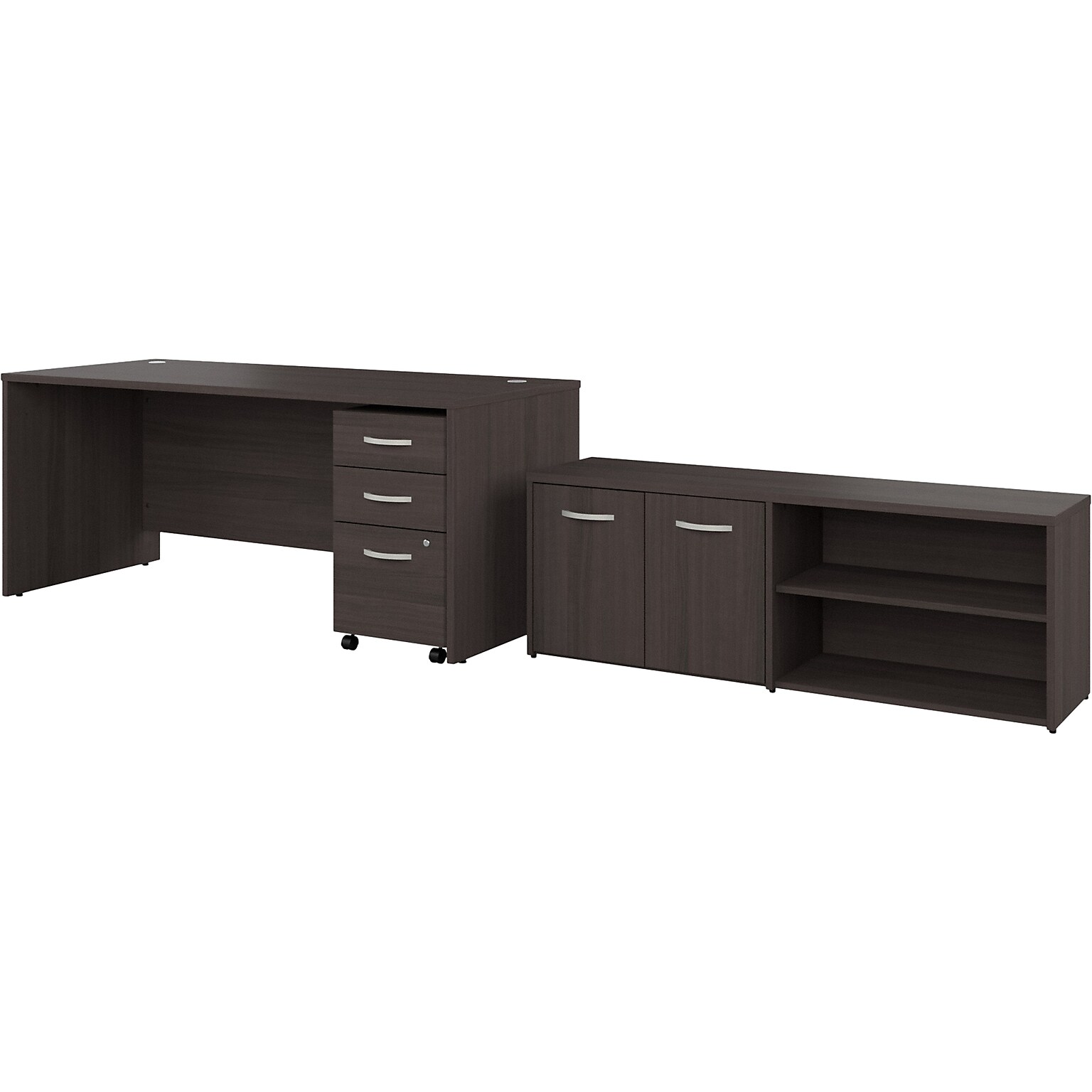 Bush Business Furniture Studio C 72W Office Desk with Storage Return and Mobile File Cabinet, Storm Gray (STC048SGSU)