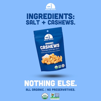 Mavuno Harvest Organic Dry Roasted Sea Salt Flavored Cashews, 4 oz., 6 Bags/Pack (MAHW-SRC46PK)