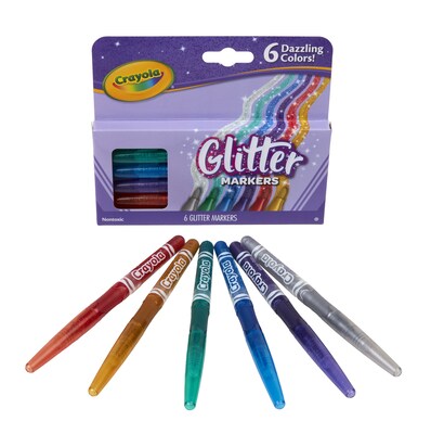 Crayola Glitter Kids Marker, Bold, Assorted Colors, 6/Pack (58-8629)