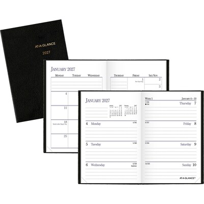 2027 AT-A-GLANCE Fine Diary 2.75 x 4.25 Weekly & Monthly Planner, Black (72-01-05-27)