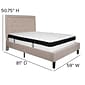 Flash Furniture Roxbury Tufted Upholstered Platform Bed in Beige Fabric with Memory Foam Mattress, Full (SLBMF18)