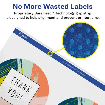 Avery Laser/Inkjet Circle  Waterproof Multipurpose Labels, 3.5"  Dia, White, 200/Box (94514)