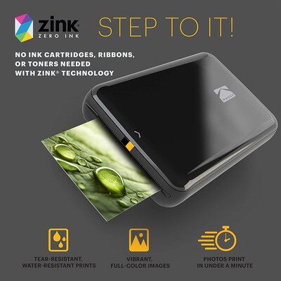 Kodak Step Mobile Zero Ink Instant Photo Printer, Single-Function, Black (RODMP20AMZBL)