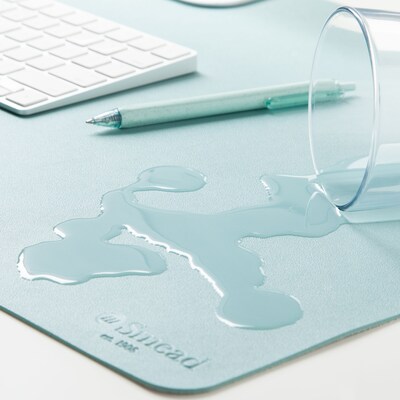 Smead Large Vegan Leather Anti-Slip Desk Pad, 36" x 17", Light Blue (SMD64830)