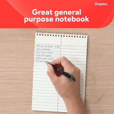 Staples Steno Pad, 6" x 9", Gregg Ruled, White, 80 Sheets/Pad, Dozen (ST57354/TR57354)