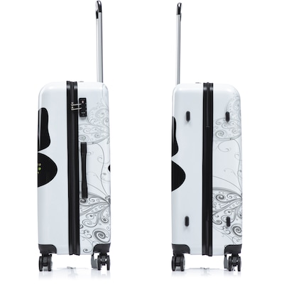 InUSA Hardside Butterfly Suitcase, 4-Wheeled Spinner, TSA Checkpoint Friendly, Black Butterfly (IUAPCSML-BBU)