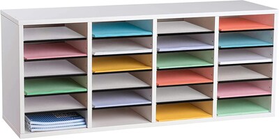 AdirOffice 500 Series 24-Compartment Literature Organizers, 39.3 x 11.8, White, 2/Pack (500-24-WHI