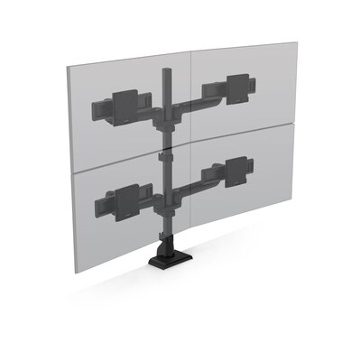 HAT Design Works E5 Adjustable Two Over Two Static Pole Monitor Arm, Up to 27, Black (E5G-P22S-BLK)