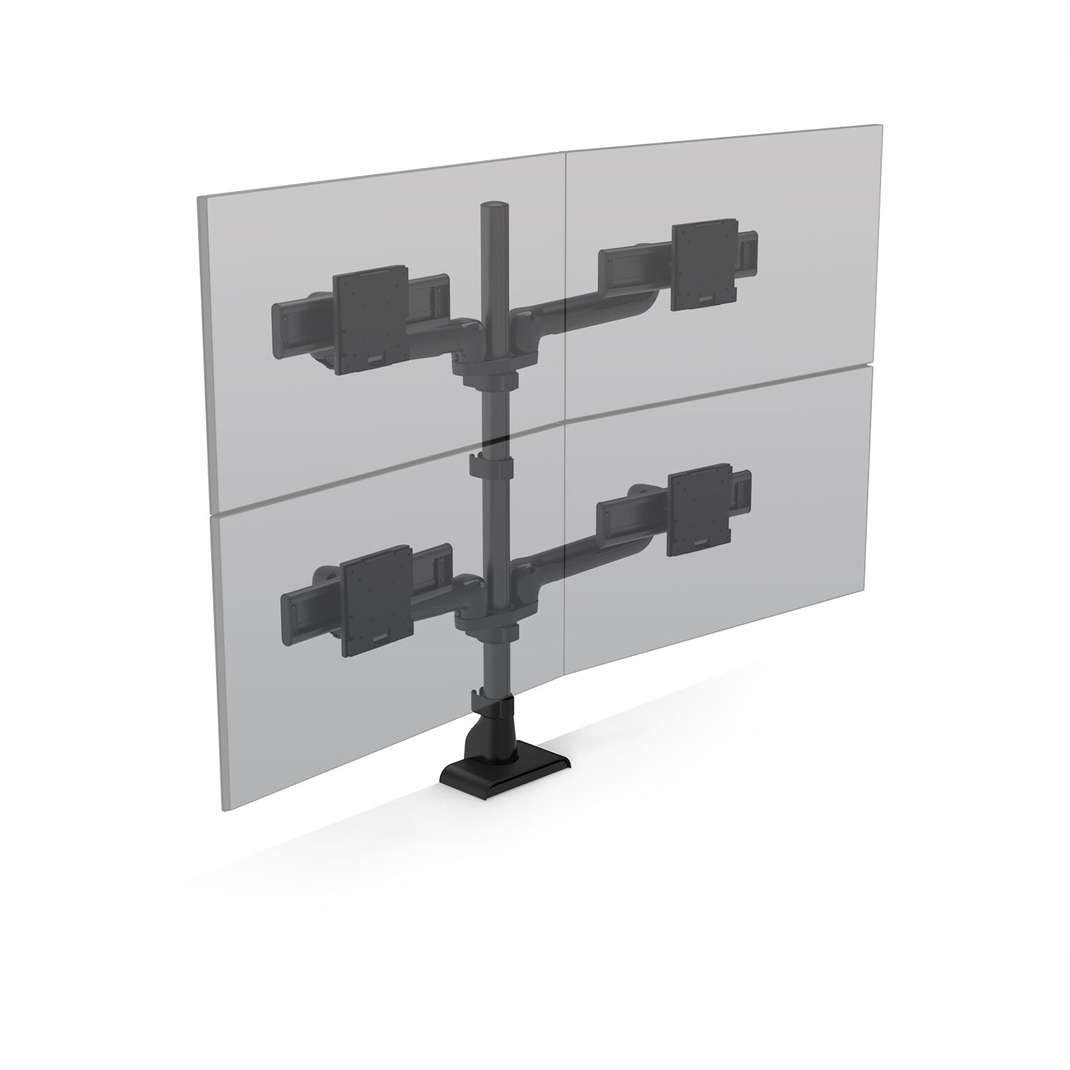HAT Design Works E5 Adjustable Two Over Two Static Pole Monitor Arm, Up to 27, Black (E5G-P22S-BLK)