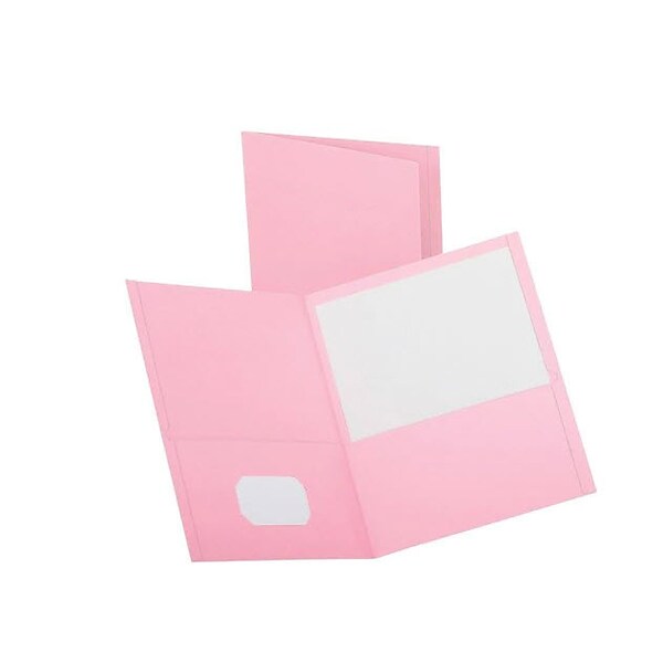 Oxford Twin-Pocket Folder, Embossed Leather Grain Paper, Pink, 25/Box ...