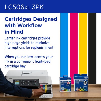 Brother LC506XL Cyan/Magenta/Yellow High Yield Ink Cartridge (LC506XL3PKS)