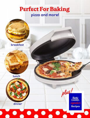 Betty Crocker 8-Inch Travel Size Pizza Maker Plus, White (BC-4959CW)