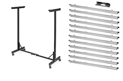 AdirOffice Metal Mobile File Cart with Swivel Wheels and (12) 30 Hanging Clamps, Black (615-BLK-PKG)