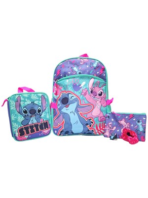 Bioworld Kids 5-Piece Stitch and Angel Backpack Set, Large, Multicolor (B1G1MMKDSCBF00)