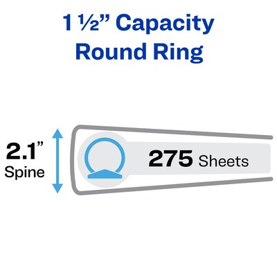 Avery Economy 1 1/2" 3-Ring View Binders, Round Ring, White 12/Pack (05726)