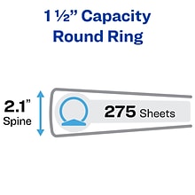 Avery Economy 1 1/2 3-Ring View Binders, Round Ring, White 12/Pack (05726)