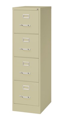 Hirsh Commercial 4-Drawer Vertical File Cabinet, Letter Size, Lockable, 52"H x 15"W x 22"D, Putty (17786)