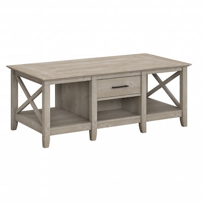 Bush Furniture Key West 47W x 24D Coffee Table with Storage, Washed Gray (KWT148WG-03)