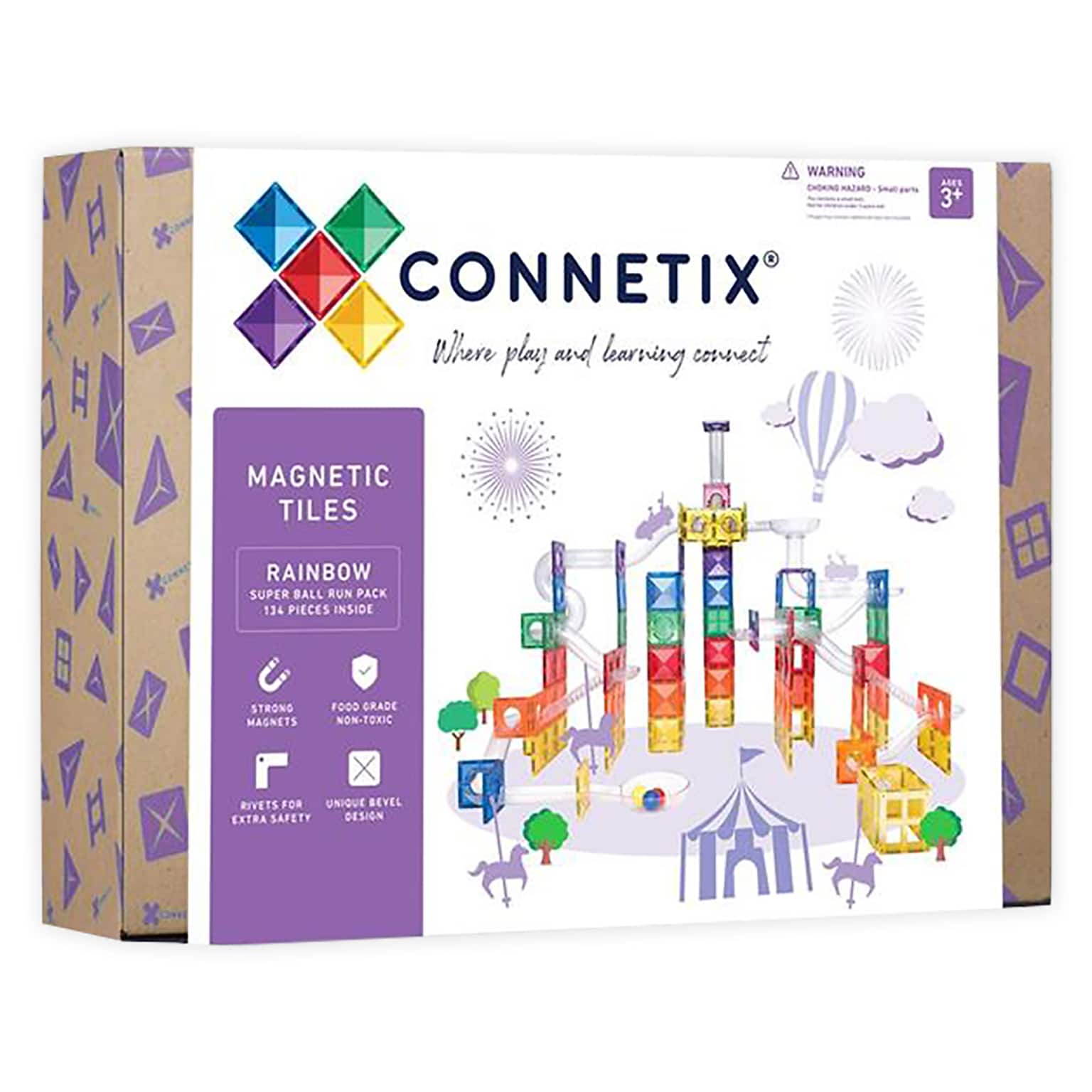 Connetix Magnetic Tiles Super Ball Run Pack, 134 Pieces (CNTR00134BR)