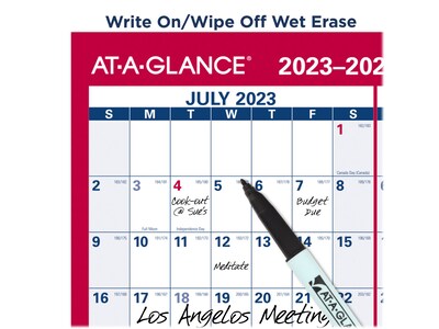 2023-2024 AT-A-GLANCE 48" x 32" Academic Yearly Wet-Erase Wall Calendar, Reversible, Red (PM36AP-28-24)
