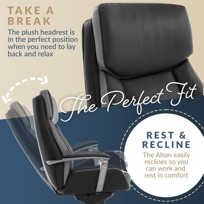 La-Z-Boy Alton Ergonomic Bonded Leather Swivel Executive Chair, Black (51544)