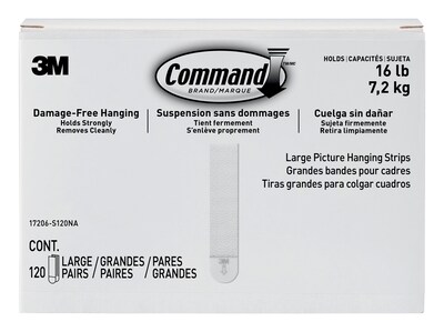 Command Large Hanging Strips, 16 lb., White, 120/Pack (17206-S120NA)
