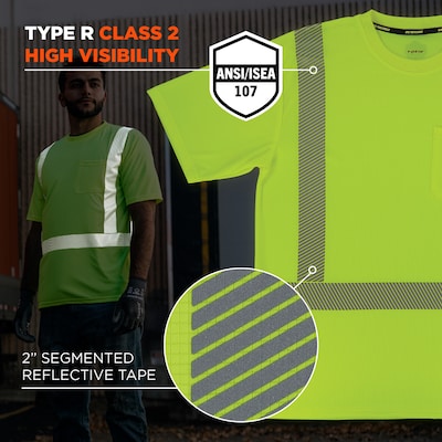 Ergodyne GloWear 8292 High Visibility Short Sleeve T-Shirt, ANSI Type R Class 2, Lime, 5XL (22239)
