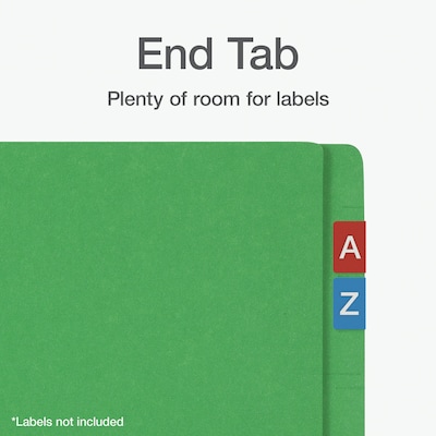 Pendaflex Fastener Folders End Tab File Folder, Straight Cut, Legal Size, Paper Stock, Green, 50/Box(1007059)