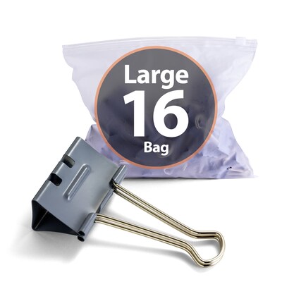 Officemate EZ Large Binder Clips, Gray, 16 Clips/Pack (99216)