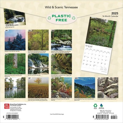 2025 BrownTrout Tennessee Wild & Scenic 12 x 12 Monthly Wall Calendar (9781975475765)