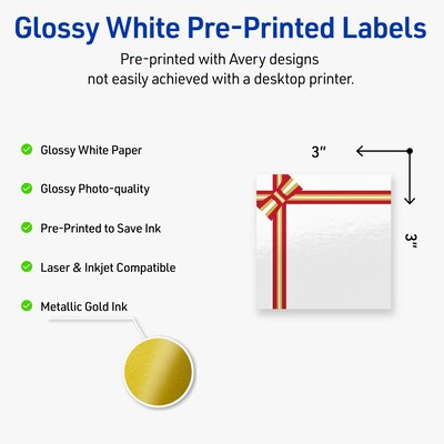 Avery Square Multipurpose Labels, 3 x 3, White, 60/Pack (19479370590)