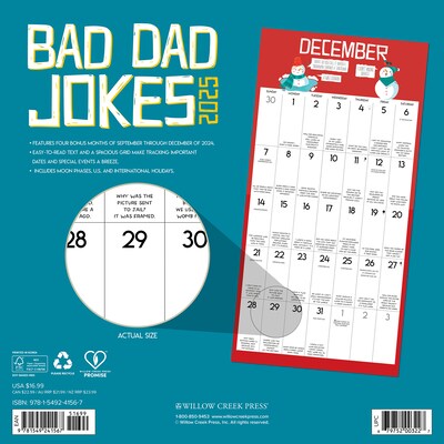 2025 Willow Creek Bad Dad Jokes 12" x 12" Monthly Wall Calendar  (41567)