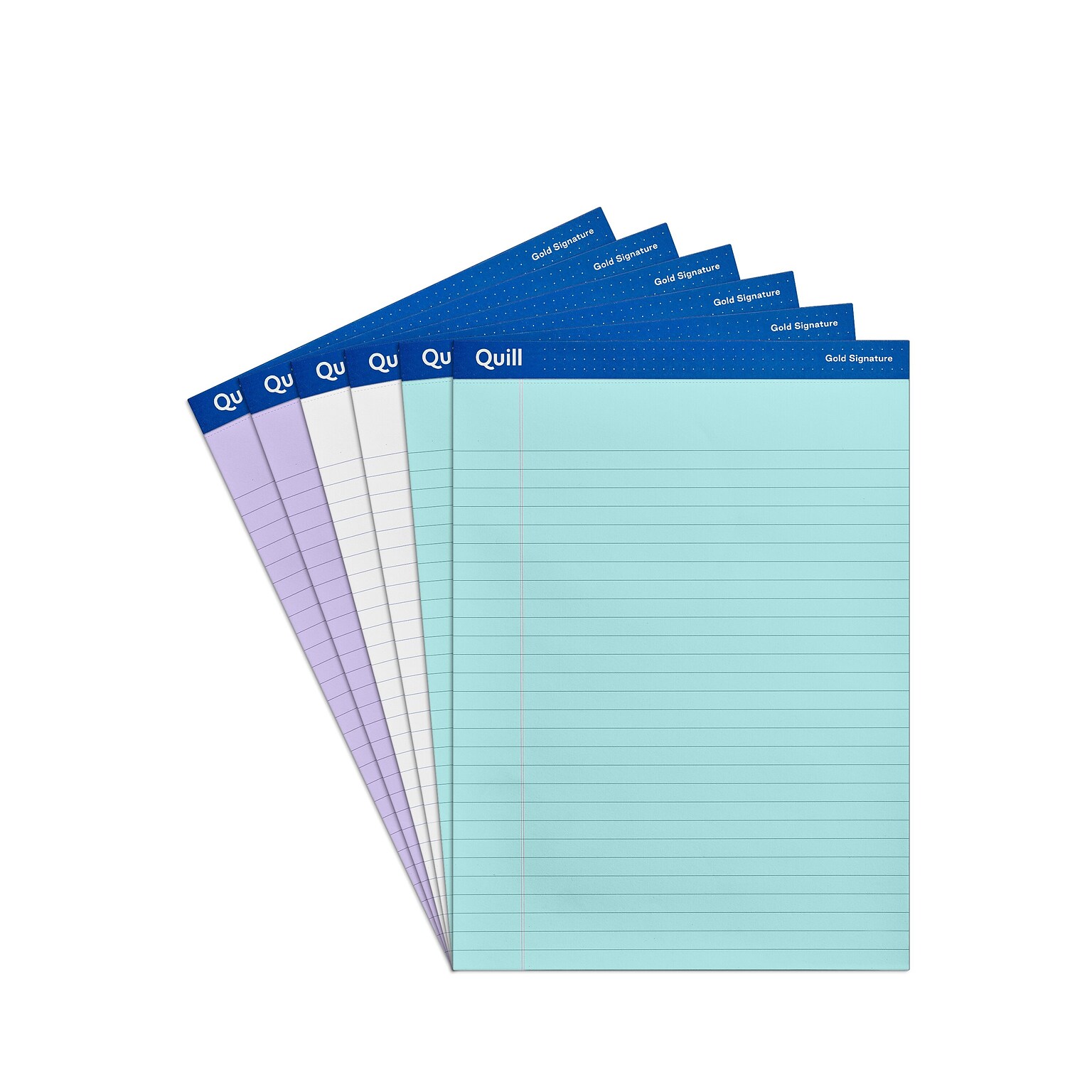 Quill Brand® Gold Signature Premium Series Legal Pad, 8-1/2 x 11, Wide Ruled, Assorted, 50 Sheets/Pad, 6 Pads/Pack (742412)