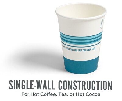 Perk™ Paper Hot Cup, 12 oz., White/Blue, 500/Carton (PK54367CT)