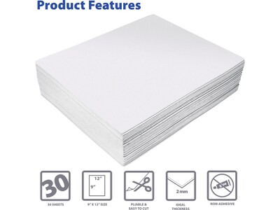 Better Office EVA Foam Sheet, White, 30/Pack (01219)